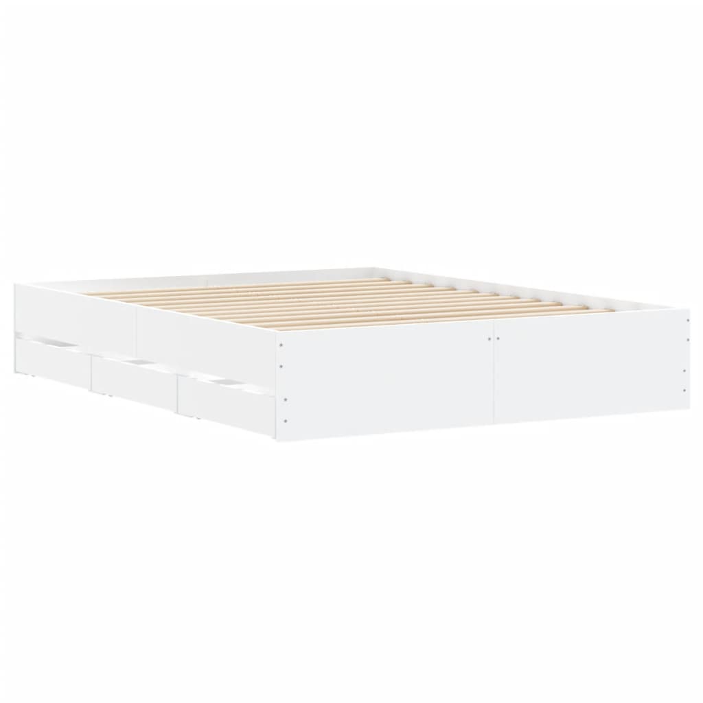 vidaXL Cama con cajones madera de ingeniería blanca 140x190 cm