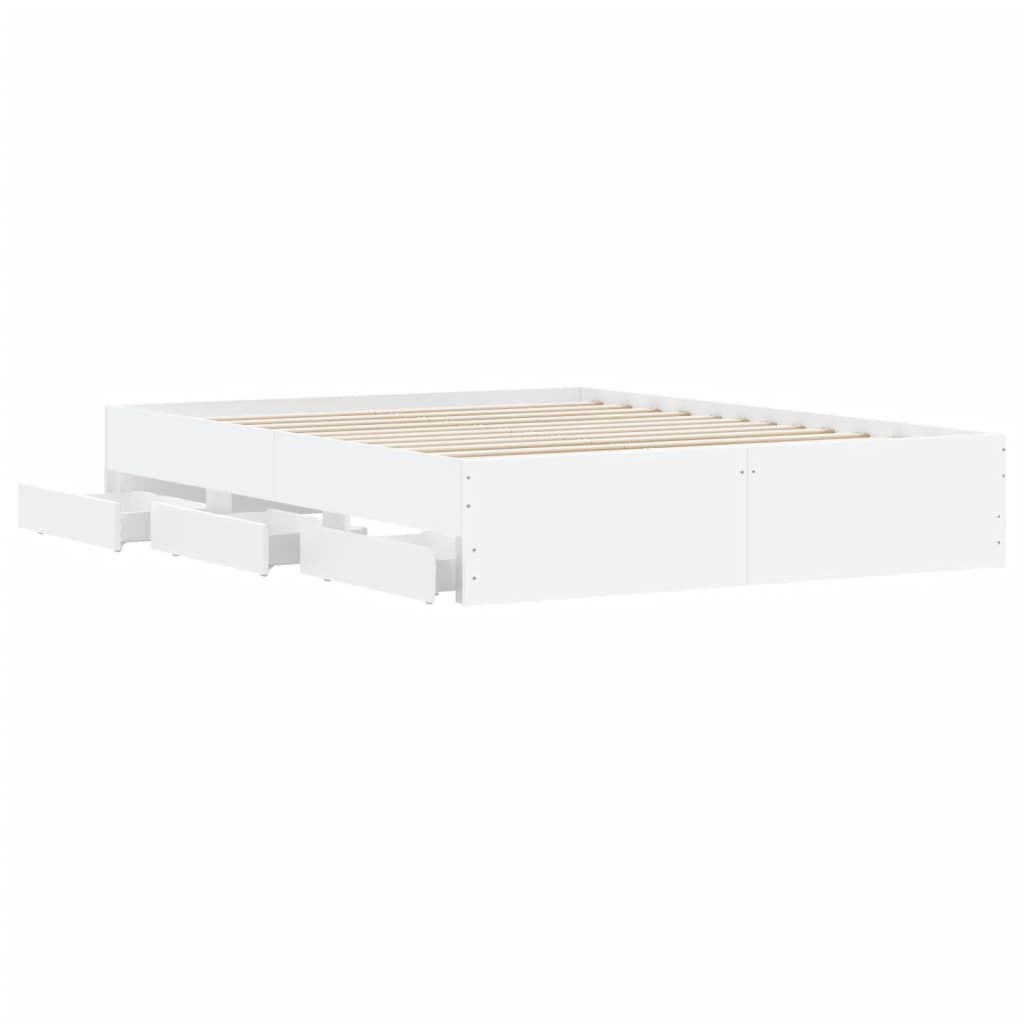 vidaXL Cama con cajones madera de ingeniería blanca 140x190 cm