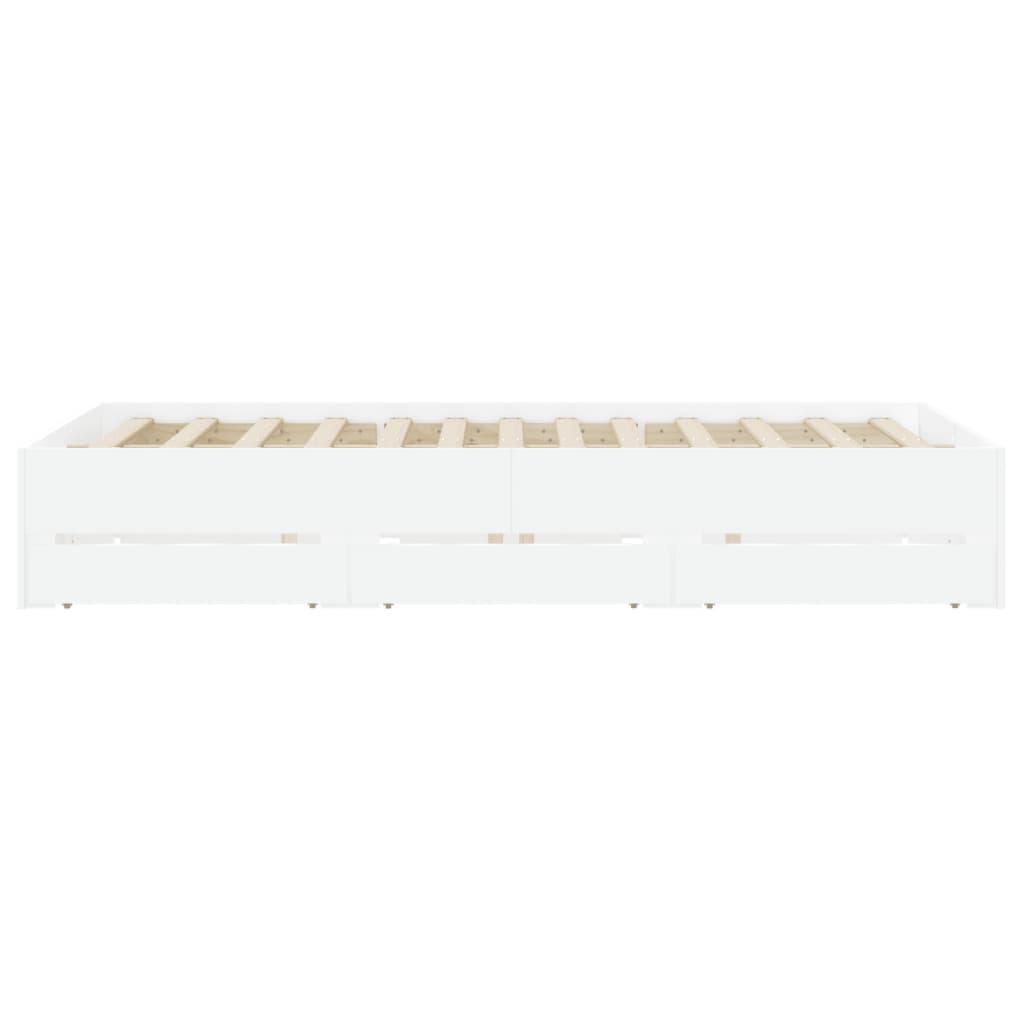 vidaXL Cama con cajones madera de ingeniería blanca 140x190 cm