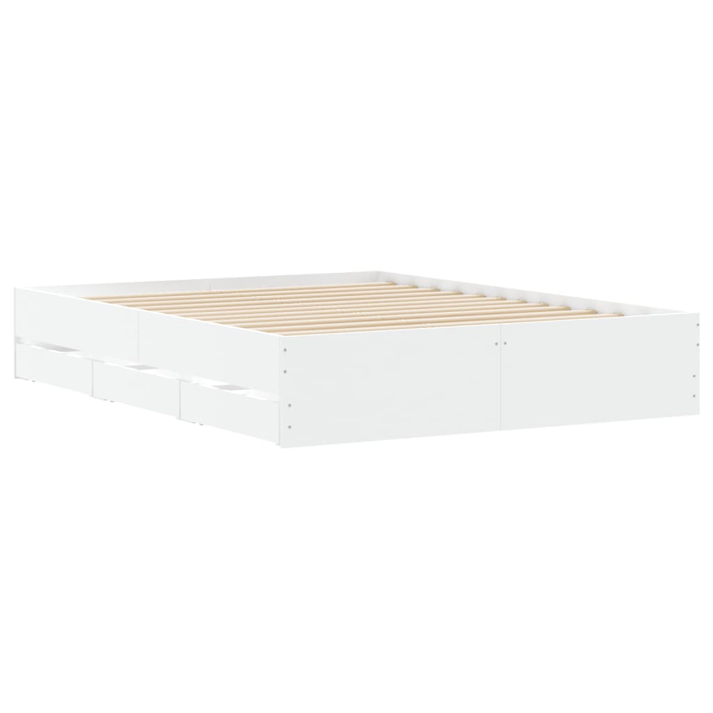 vidaXL Cama con cajones madera de ingeniería blanca 140x190 cm