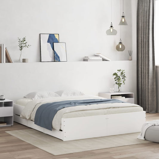 vidaXL Cama con cajones madera de ingeniería blanca 140x190 cm