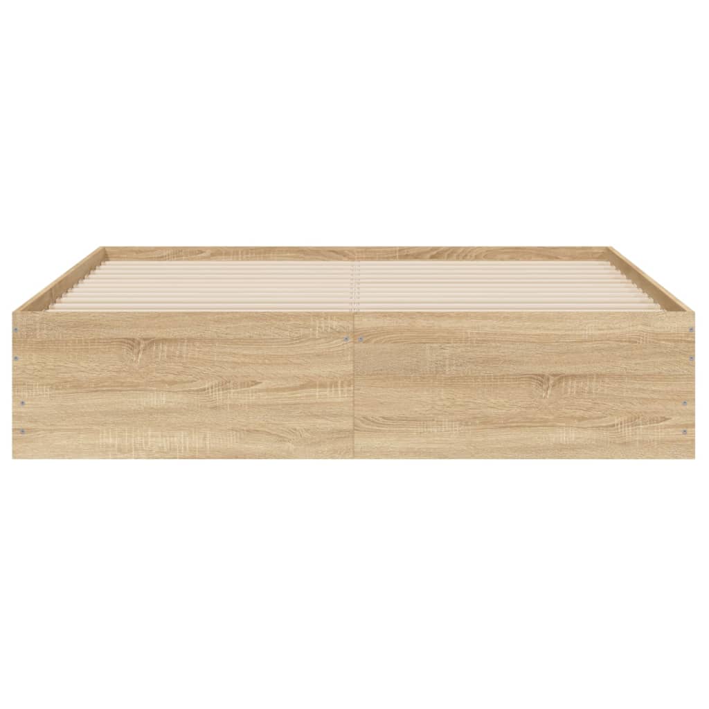 vidaXL Cama con cajones madera ingeniería roble Sonoma 140x190 cm