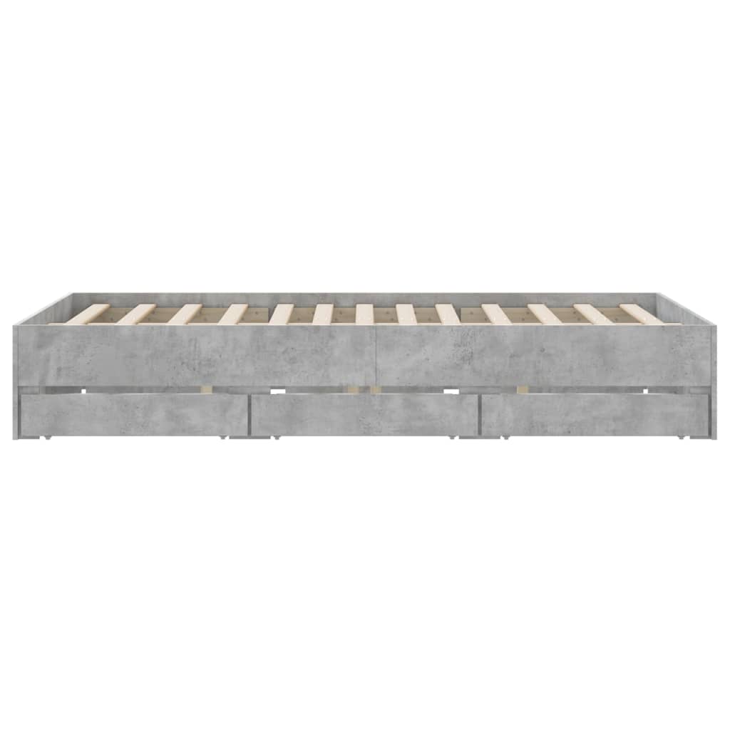 vidaXL Cama con cajones madera ingeniería gris hormigón 140x190 cm