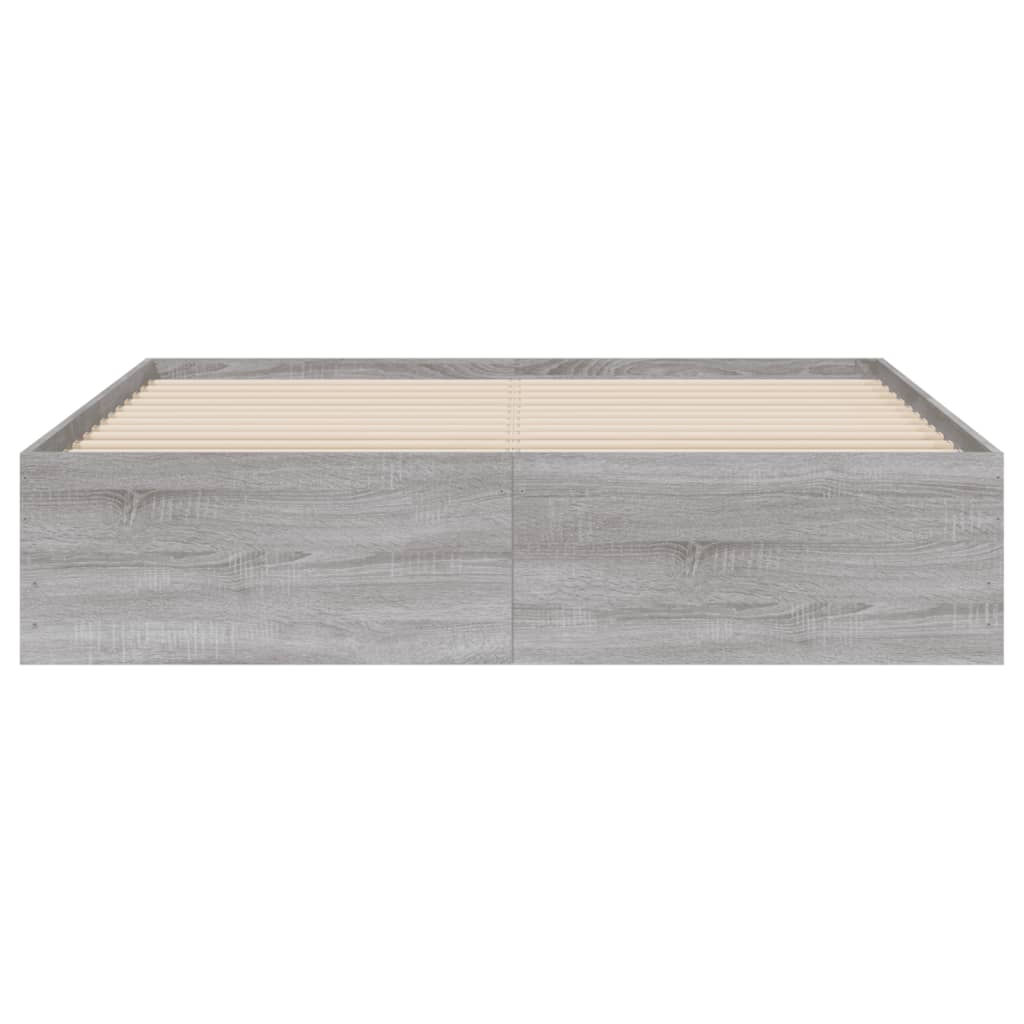 vidaXL Cama con cajones madera ingeniería gris Sonoma 140x190 cm