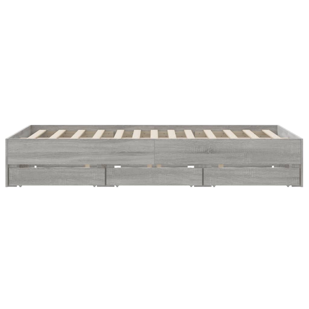 vidaXL Cama con cajones madera ingeniería gris Sonoma 140x190 cm