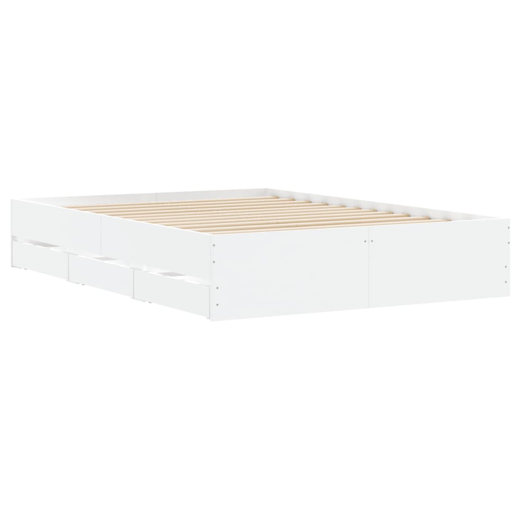 vidaXL Cama con cajones madera de ingeniería blanco 135x190 cm