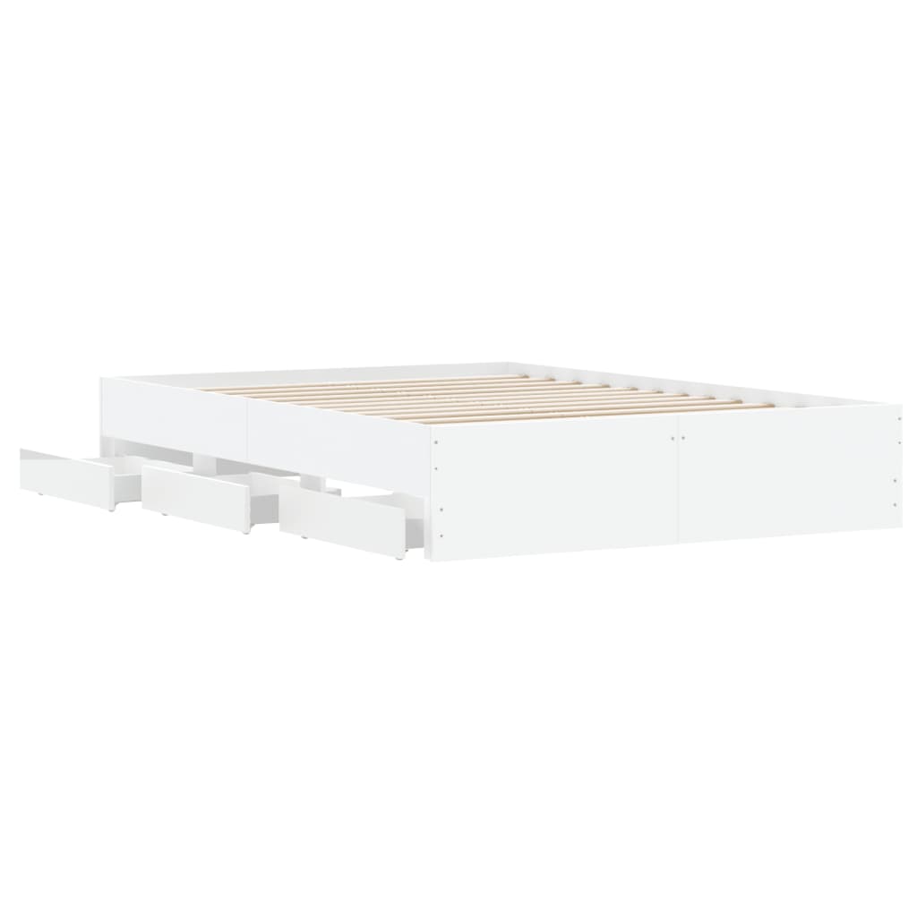 vidaXL Cama con cajones madera de ingeniería blanco 135x190 cm