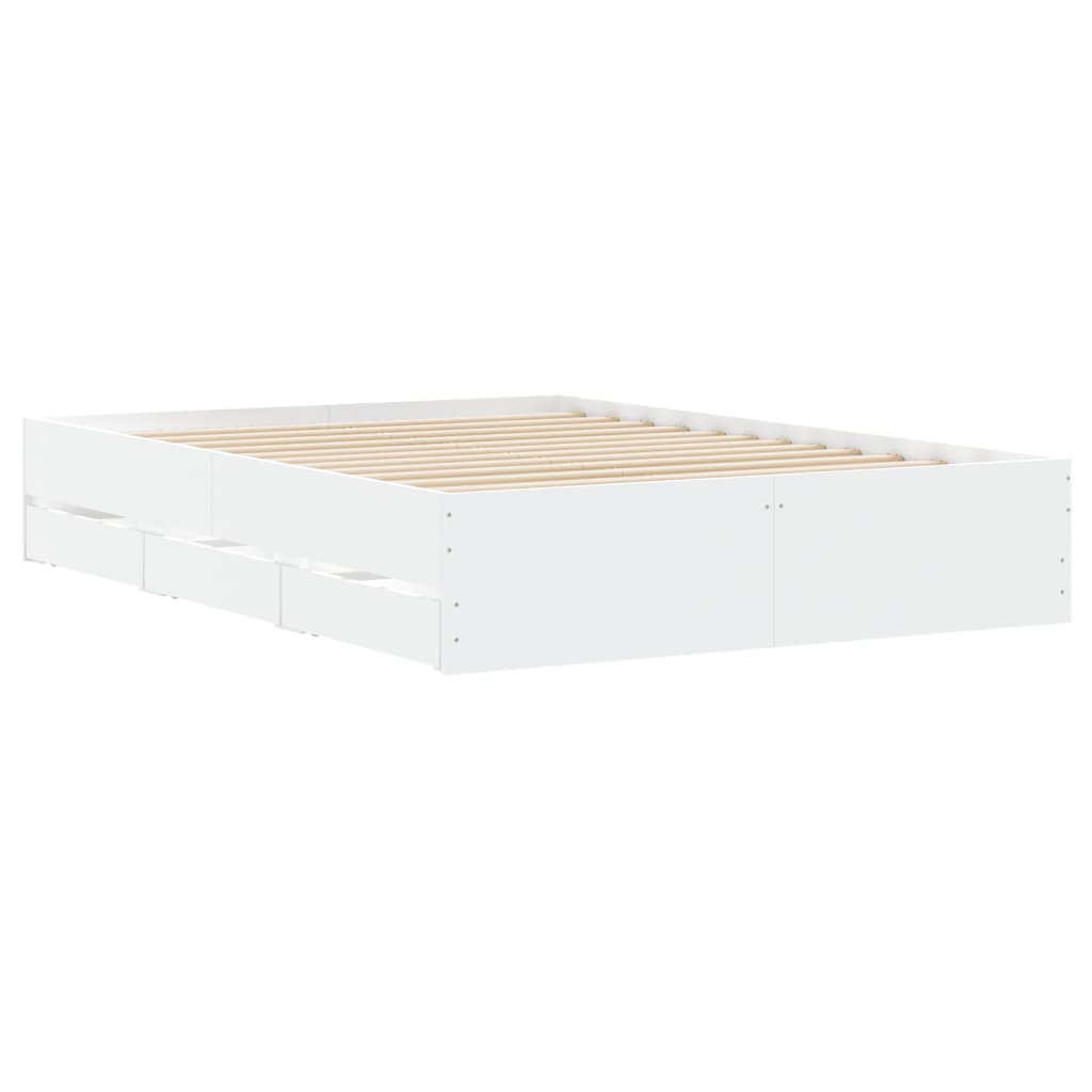 vidaXL Cama con cajones madera de ingeniería blanco 135x190 cm