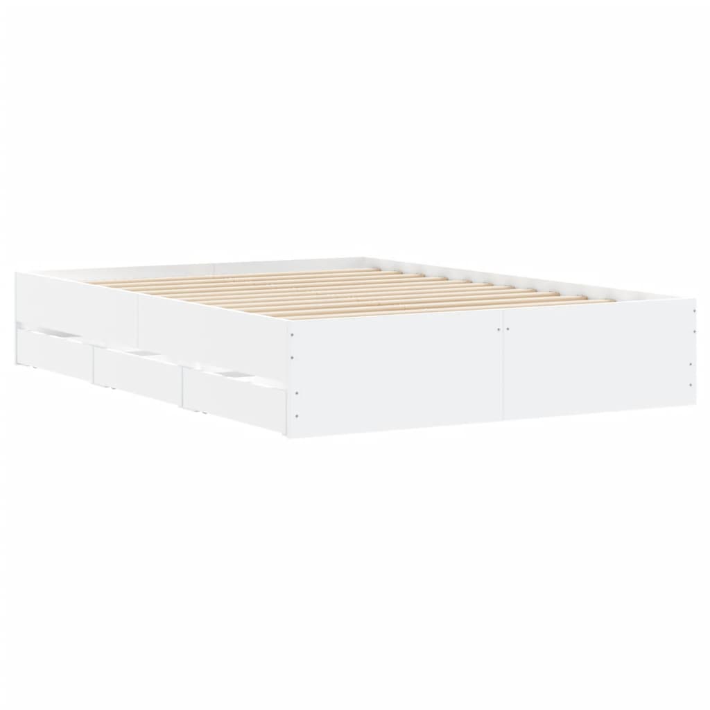 vidaXL Cama con cajones madera de ingeniería blanco 120x190 cm