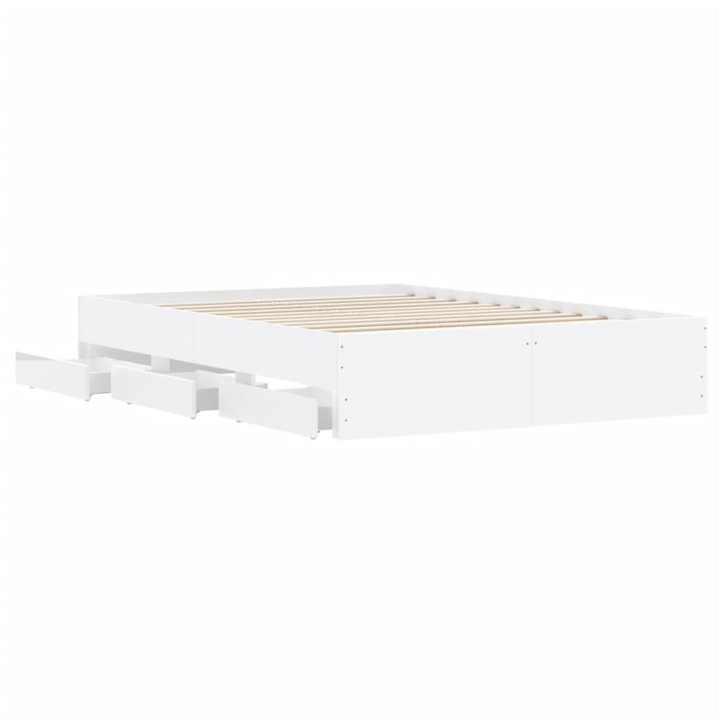 vidaXL Cama con cajones madera de ingeniería blanco 120x190 cm