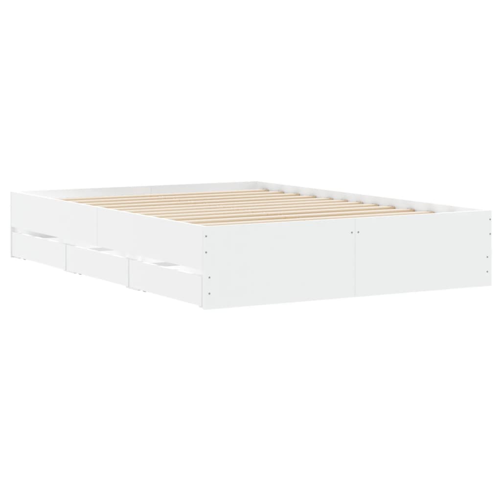 vidaXL Cama con cajones madera de ingeniería blanco 120x190 cm