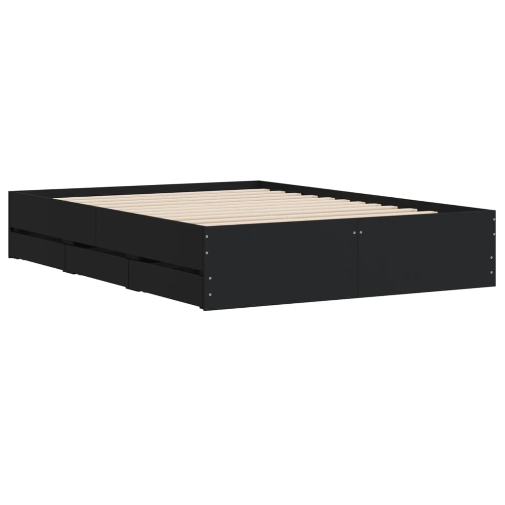 vidaXL Cama con cajones madera de ingeniería negro 120x190 cm