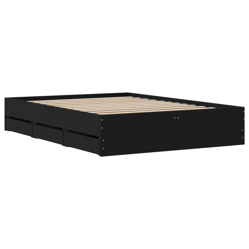 vidaXL Cama con cajones madera de ingeniería negro 120x190 cm