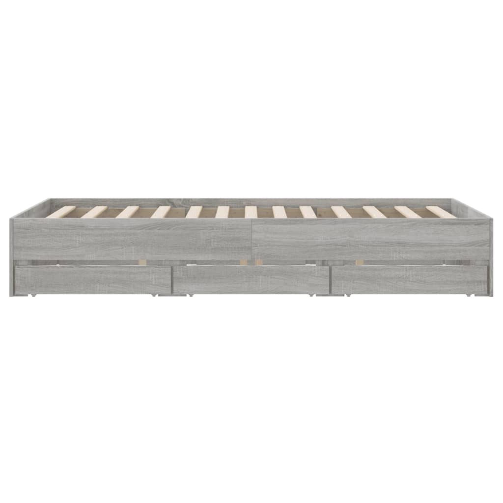 vidaXL Cama con cajones madera ingeniería gris Sonoma 120x190 cm