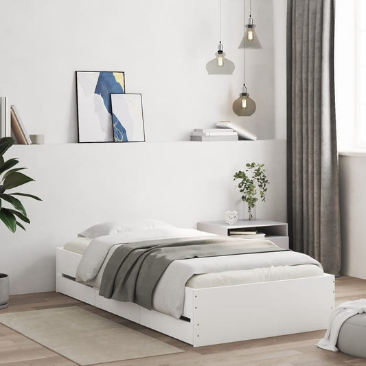 vidaXL Cama con cajones madera de ingeniería blanca 190x190 cm