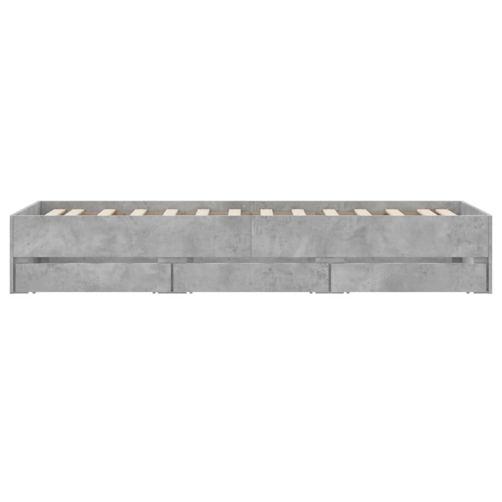 vidaXL Cama con cajones madera ingeniería gris hormigón 90x190 cm