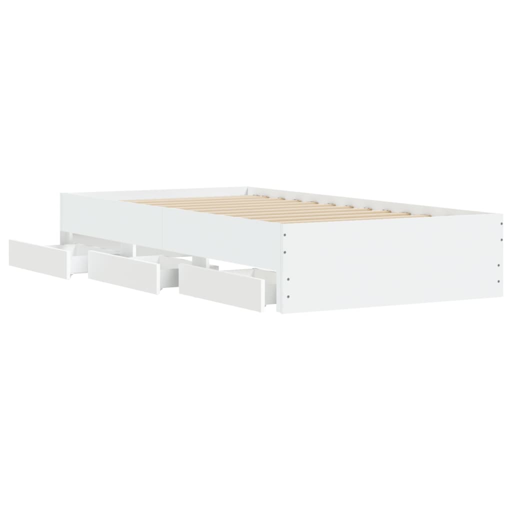 vidaXL Cama con cajones madera de ingeniería blanca 75x190 cm