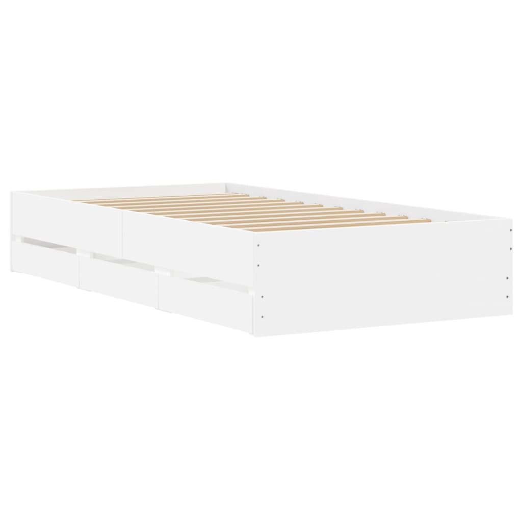 vidaXL Cama con cajones madera de ingeniería blanca 75x190 cm