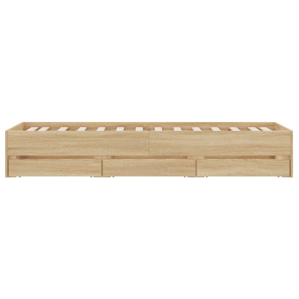 vidaXL Cama con cajones madera ingeniería roble Sonoma 75x190 cm