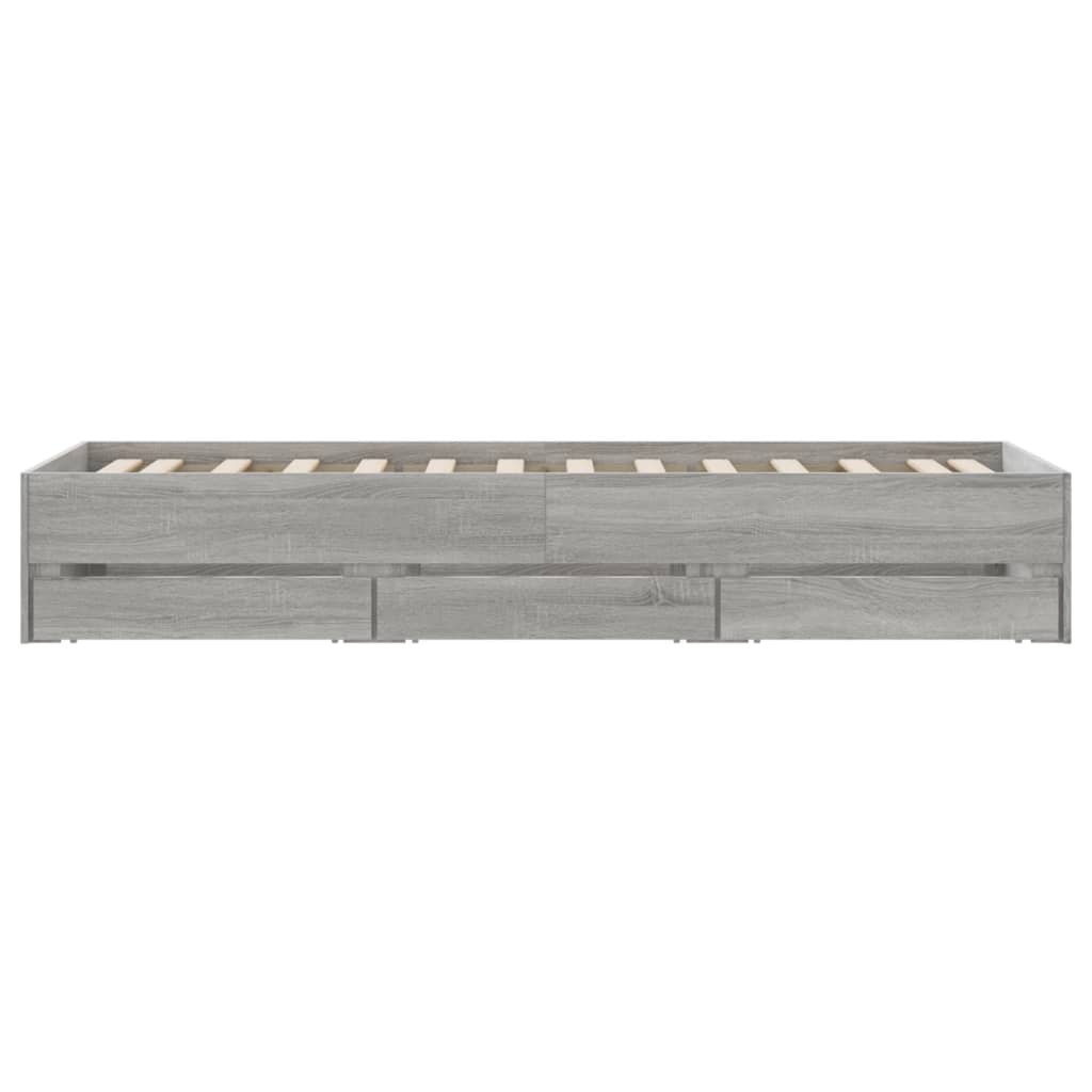 vidaXL Cama con cajones madera de ingeniería gris Sonoma 75x190 cm