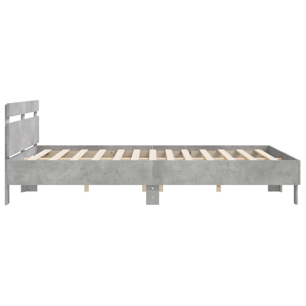 vidaXL Cama con cabecero madera ingeniería gris hormigón 200x200 cm