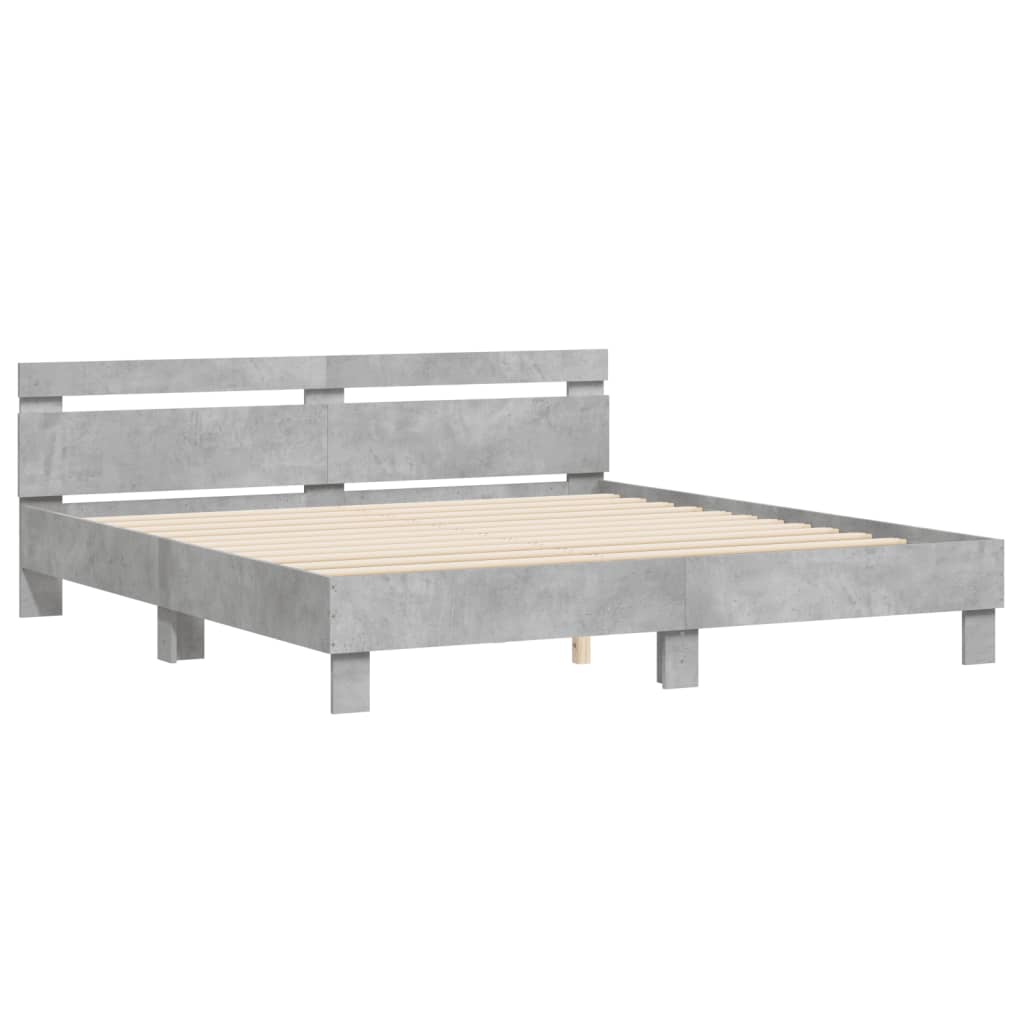 vidaXL Cama con cabecero madera de ingeniería gris hormigón 180x200 cm