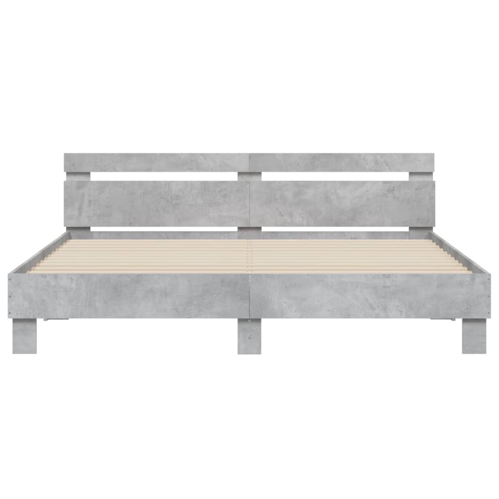 vidaXL Cama con cabecero madera de ingeniería gris hormigón 180x200 cm