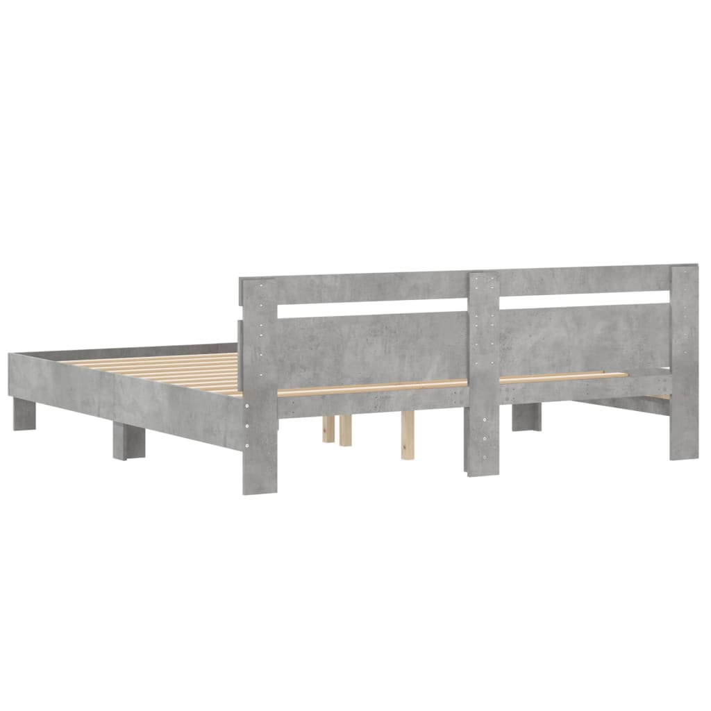 vidaXL Cama con cabecero madera de ingeniería gris hormigón 180x200 cm