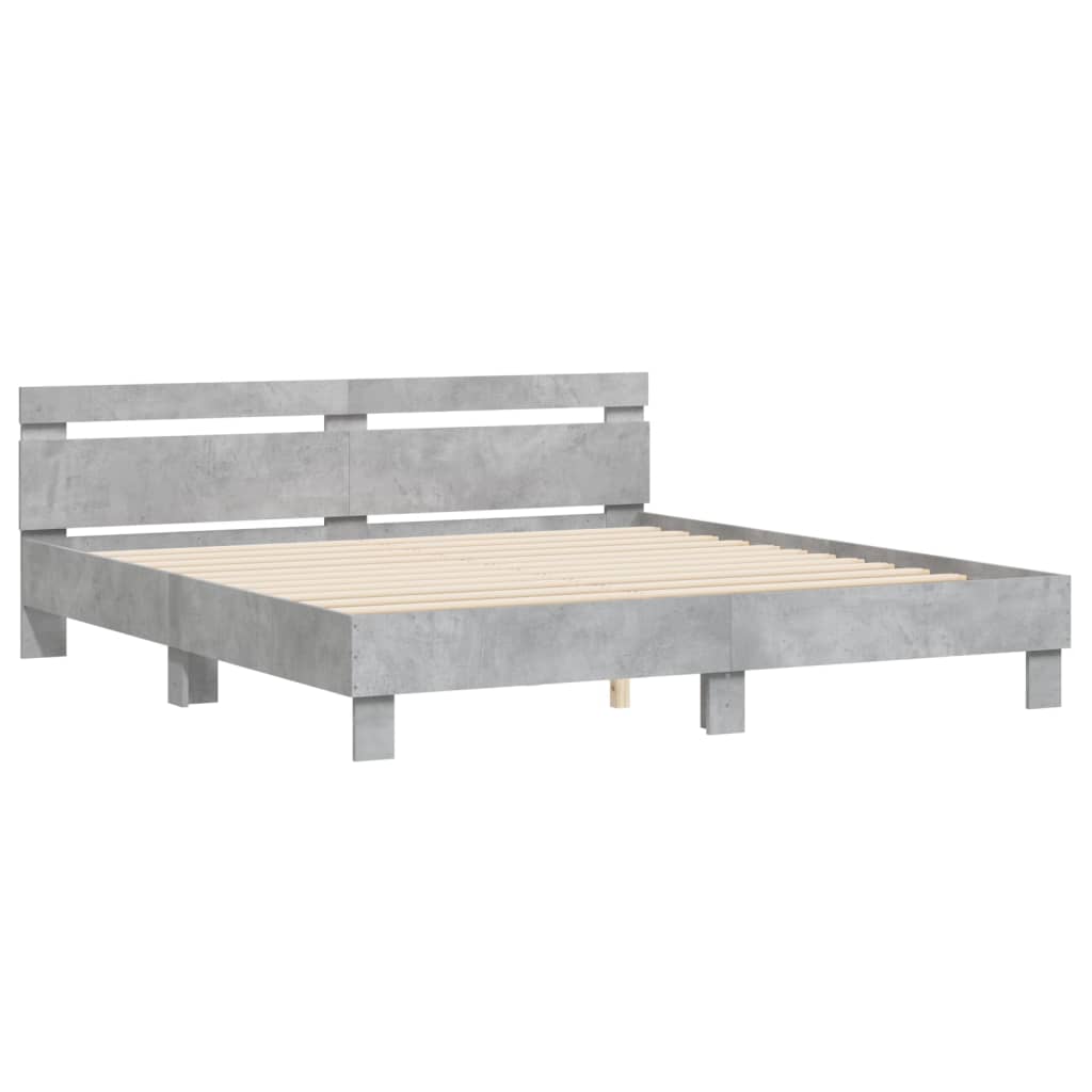 vidaXL Cama con cabecero madera de ingeniería gris hormigón 160x200 cm