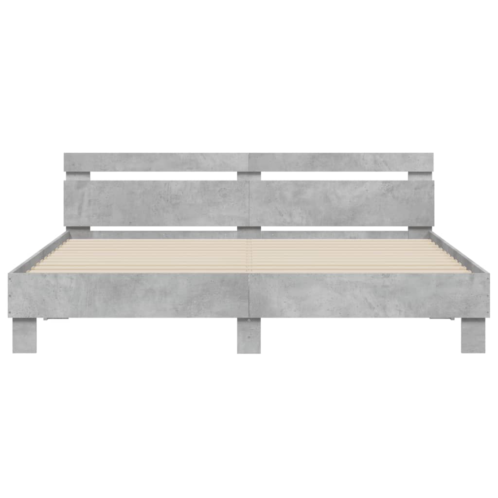 vidaXL Cama con cabecero madera de ingeniería gris hormigón 160x200 cm