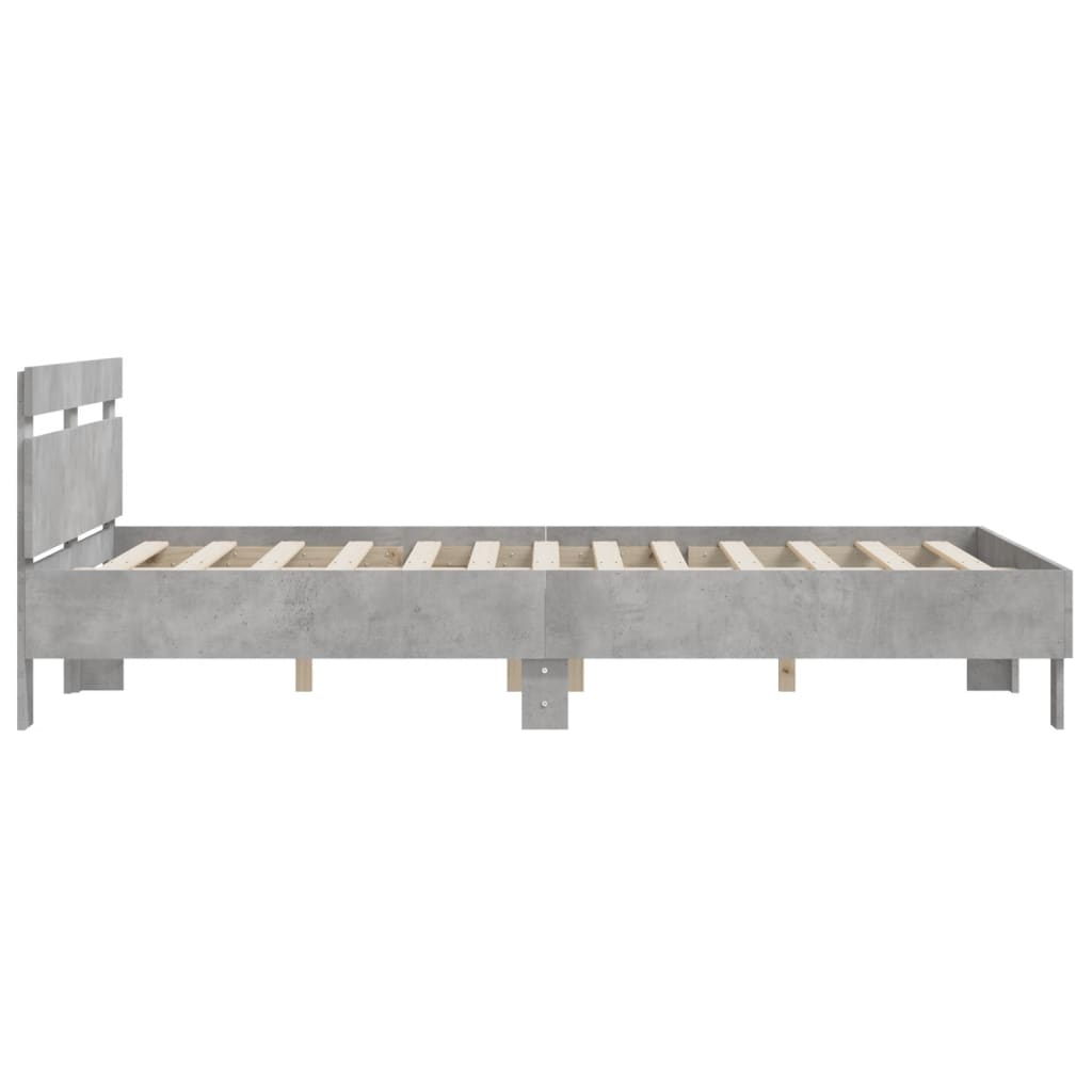 vidaXL Cama con cabecero madera de ingeniería gris hormigón 150x200 cm