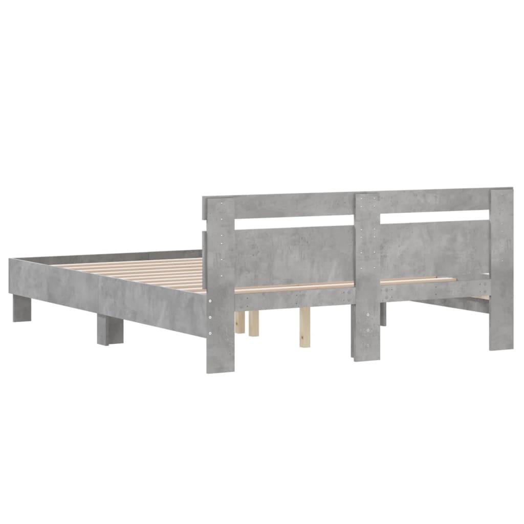 vidaXL Cama con cabecero madera de ingeniería gris hormigón 150x200 cm