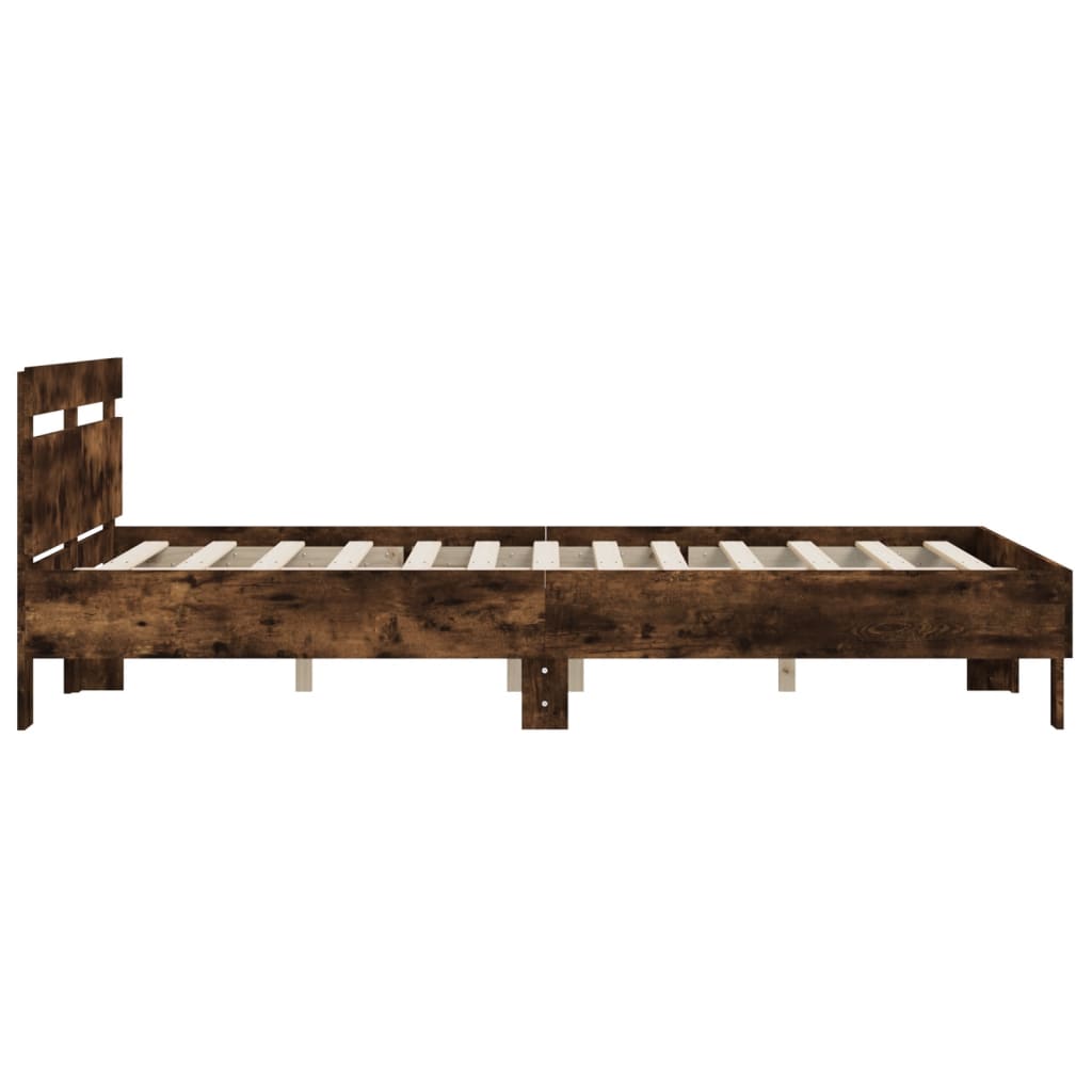 vidaXL Cama con cabecero madera de ingeniería roble ahumado 140x200 cm