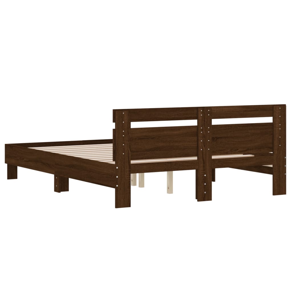 vidaXL Cama con cabecero madera de ingeniería marrón roble 140x200 cm