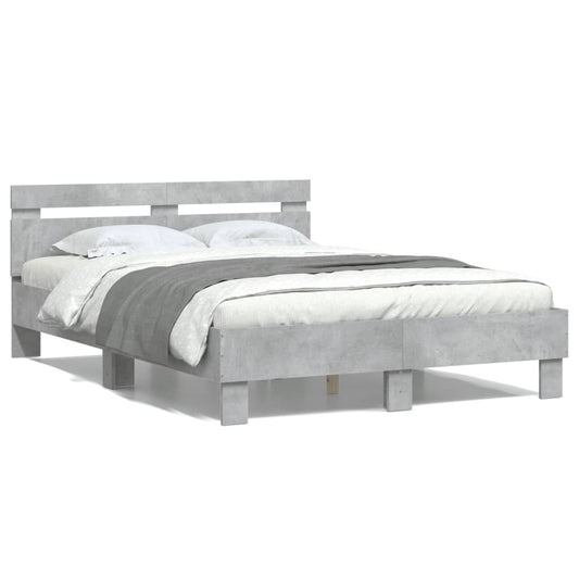 vidaXL Cama con cabecero madera de ingeniería gris hormigón 120x200 cm