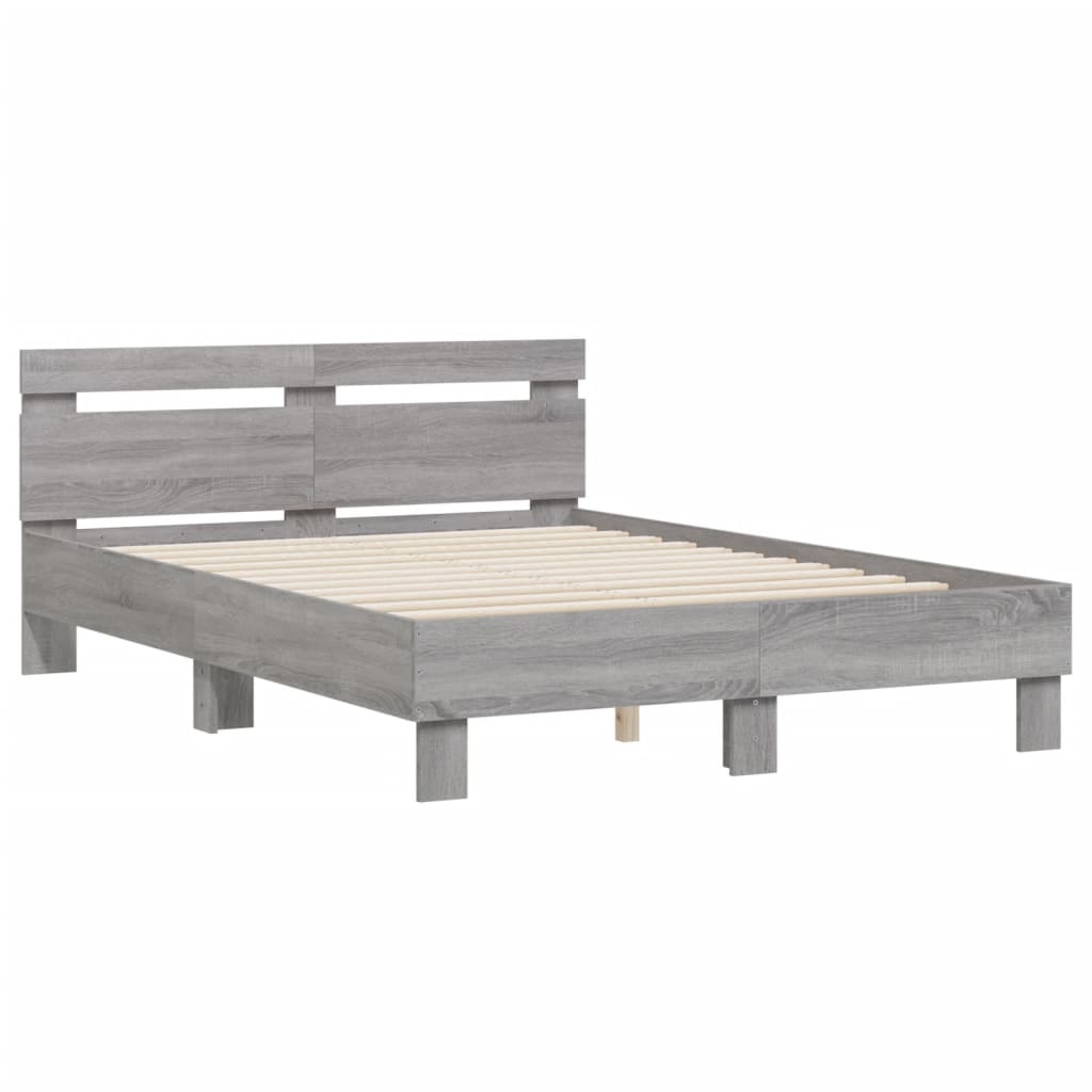 vidaXL Cama con cabecero madera de ingeniería gris Sonoma 120x200 cm