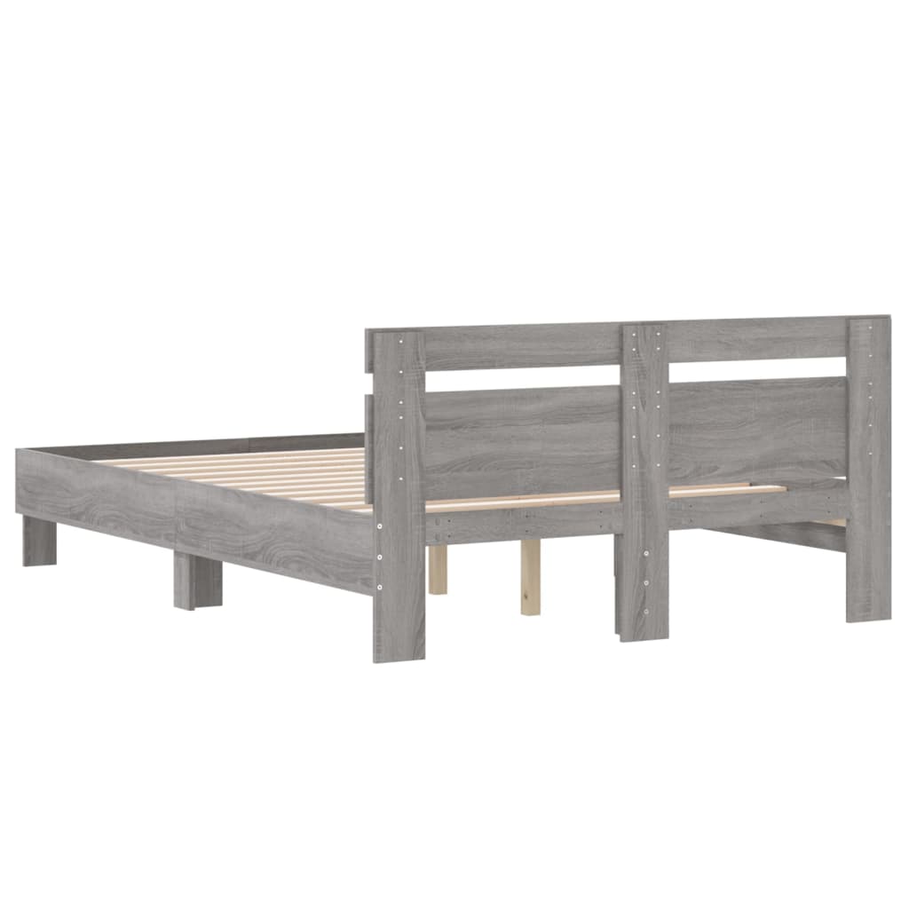 vidaXL Cama con cabecero madera de ingeniería gris Sonoma 120x200 cm