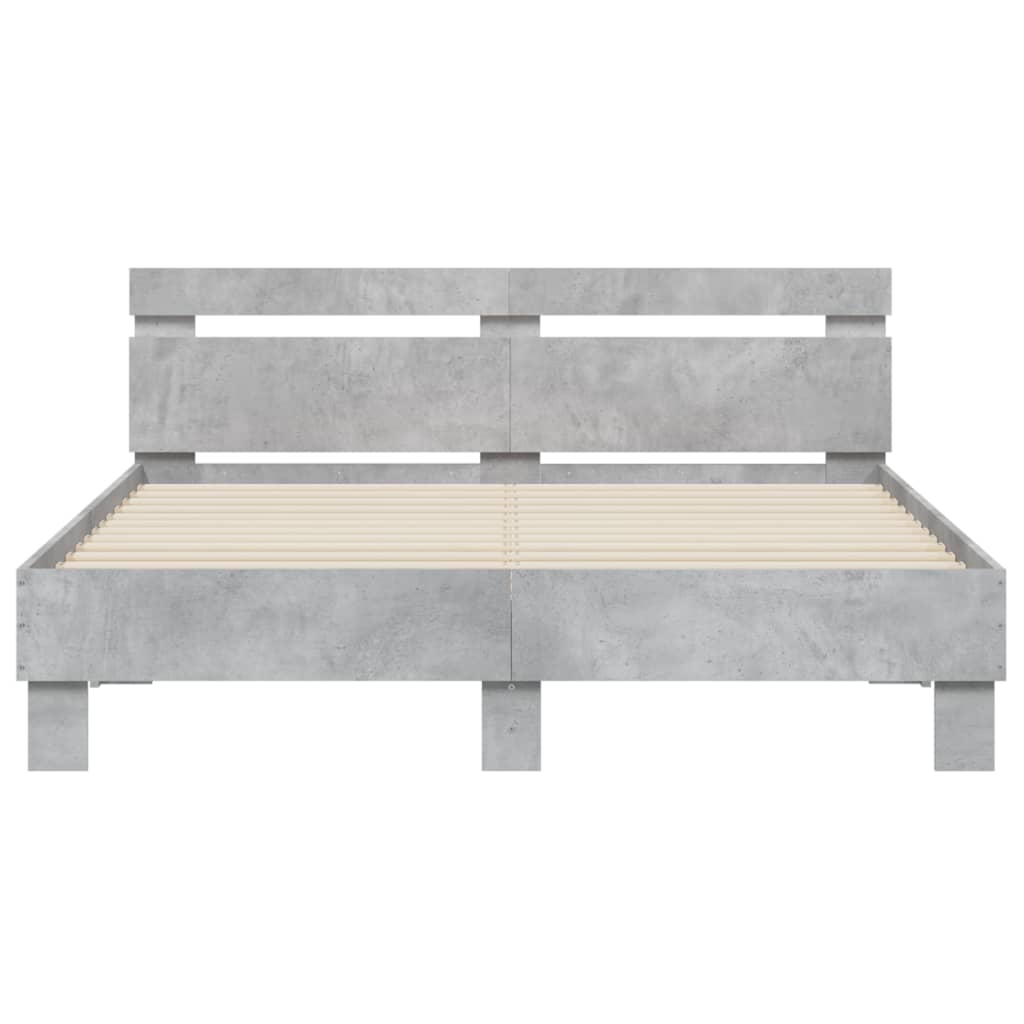 vidaXL Cama con cabecero madera de ingeniería gris hormigón 140x190 cm