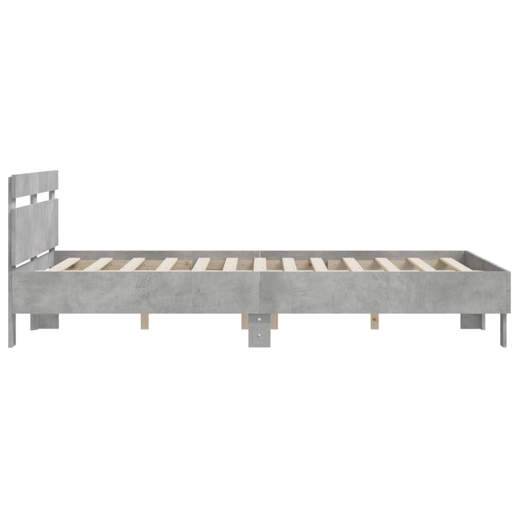 vidaXL Cama con cabecero madera de ingeniería gris hormigón 140x190 cm