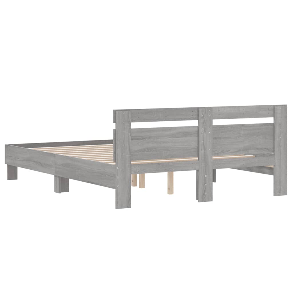 vidaXL Cama con cabecero madera de ingeniería gris Sonoma 140x190 cm