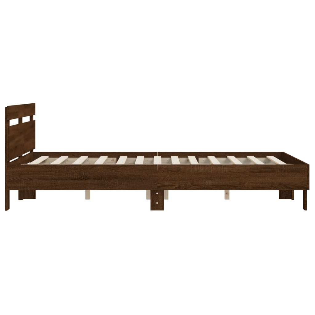 vidaXL Cama con cabecero madera de ingeniería marrón roble 140x190 cm