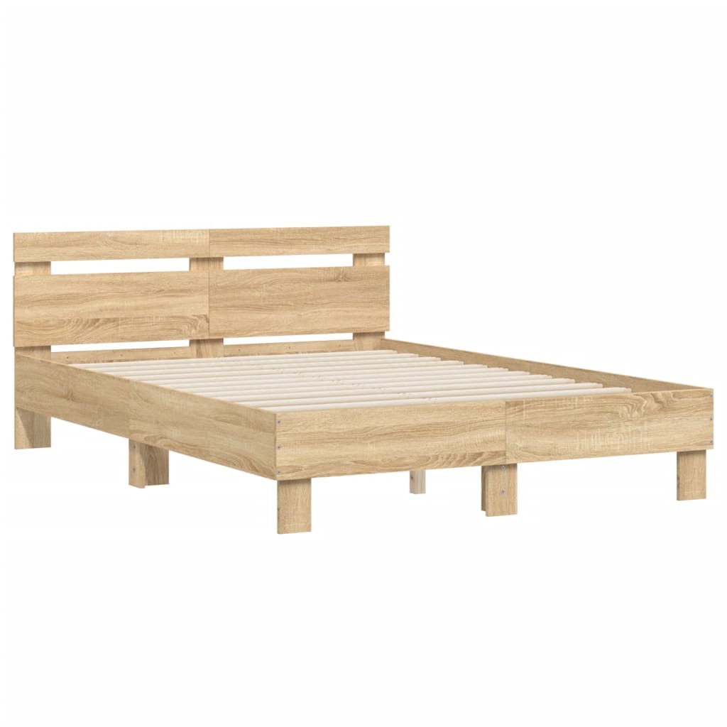 vidaXL Cama con cabecero madera de ingeniería roble Sonoma 120x190 cm