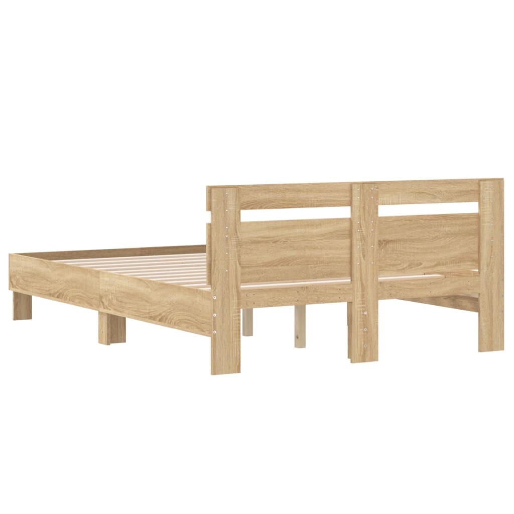 vidaXL Cama con cabecero madera de ingeniería roble Sonoma 120x190 cm