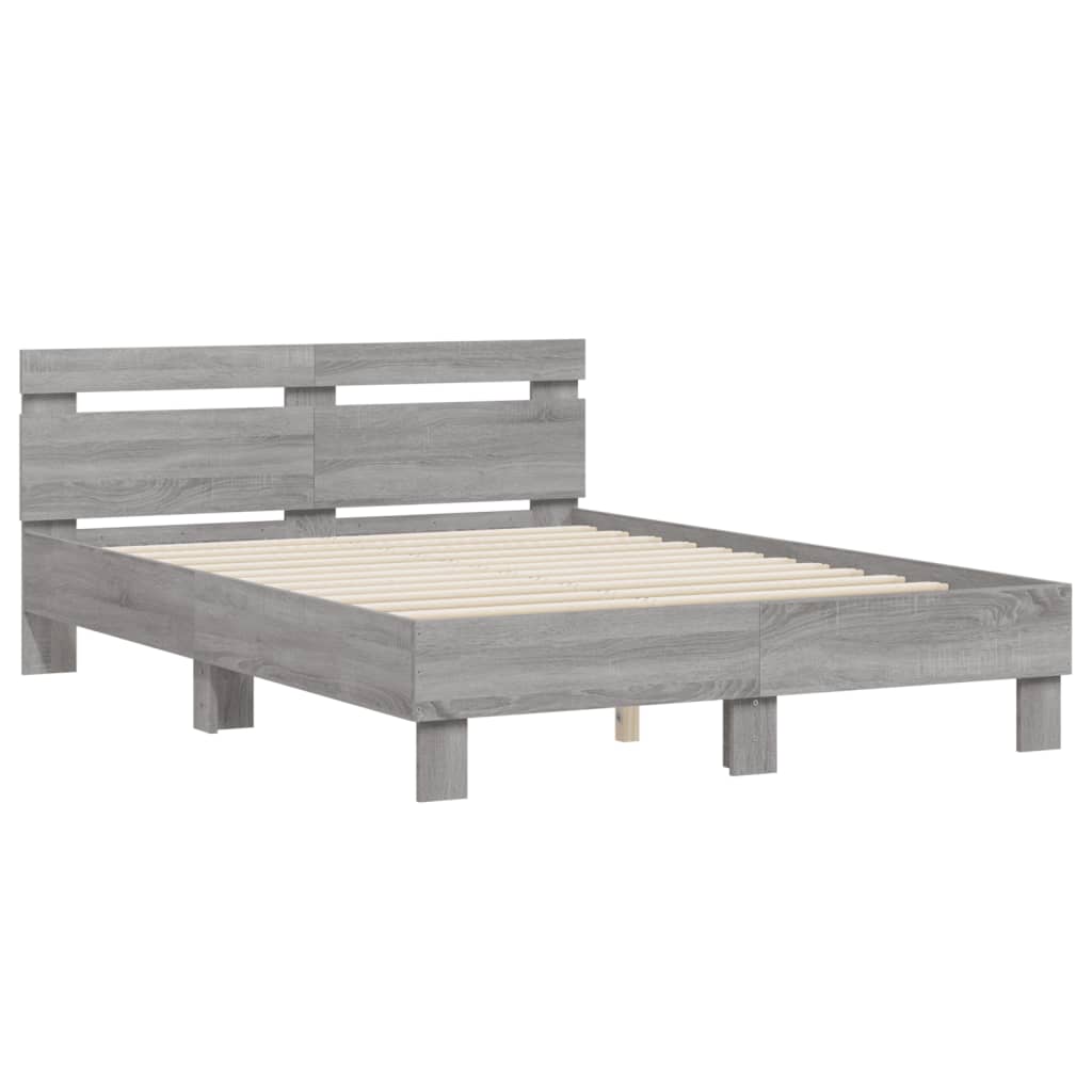 vidaXL Cama con cabecero madera de ingeniería gris Sonoma 120x190 cm