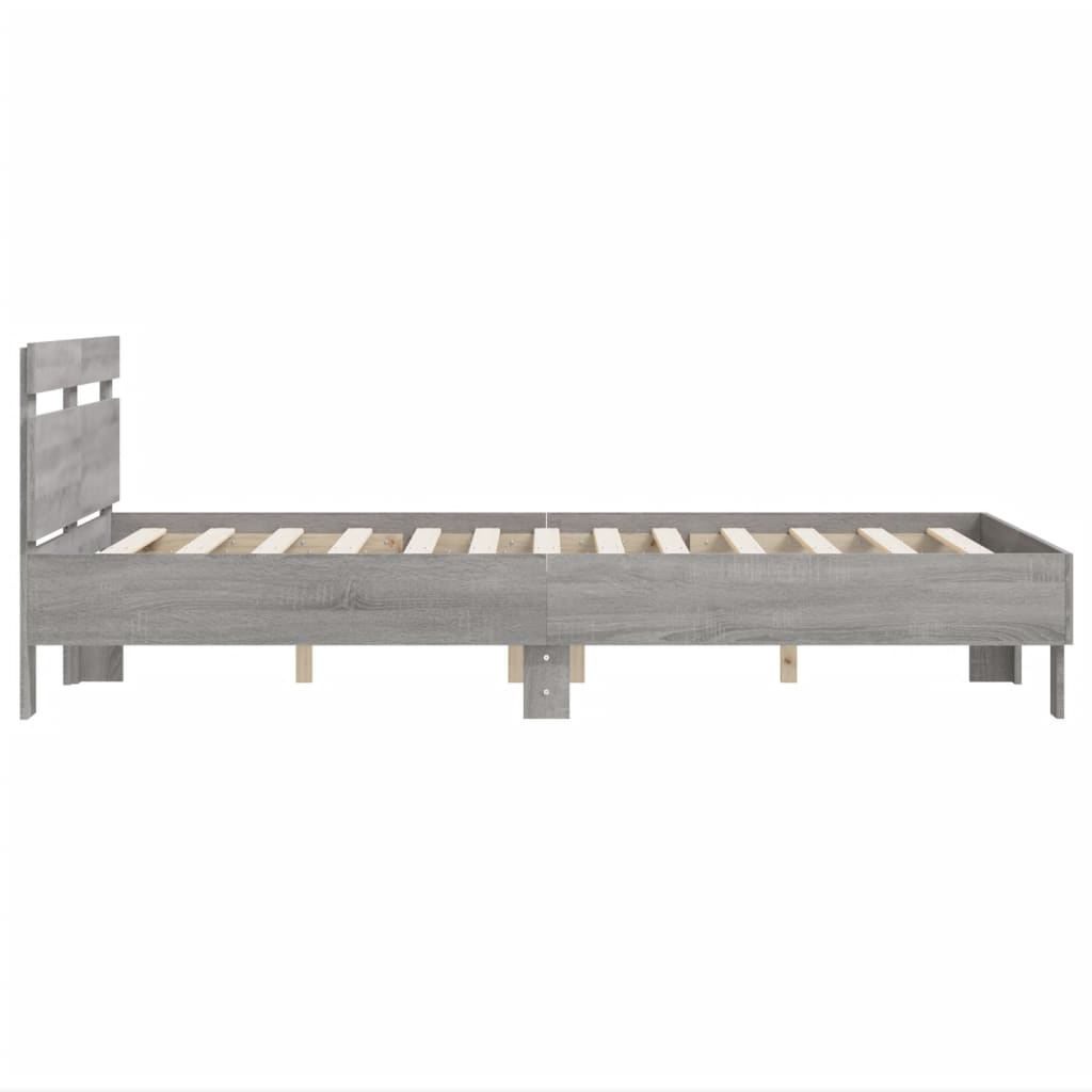 vidaXL Cama con cabecero madera de ingeniería gris Sonoma 120x190 cm