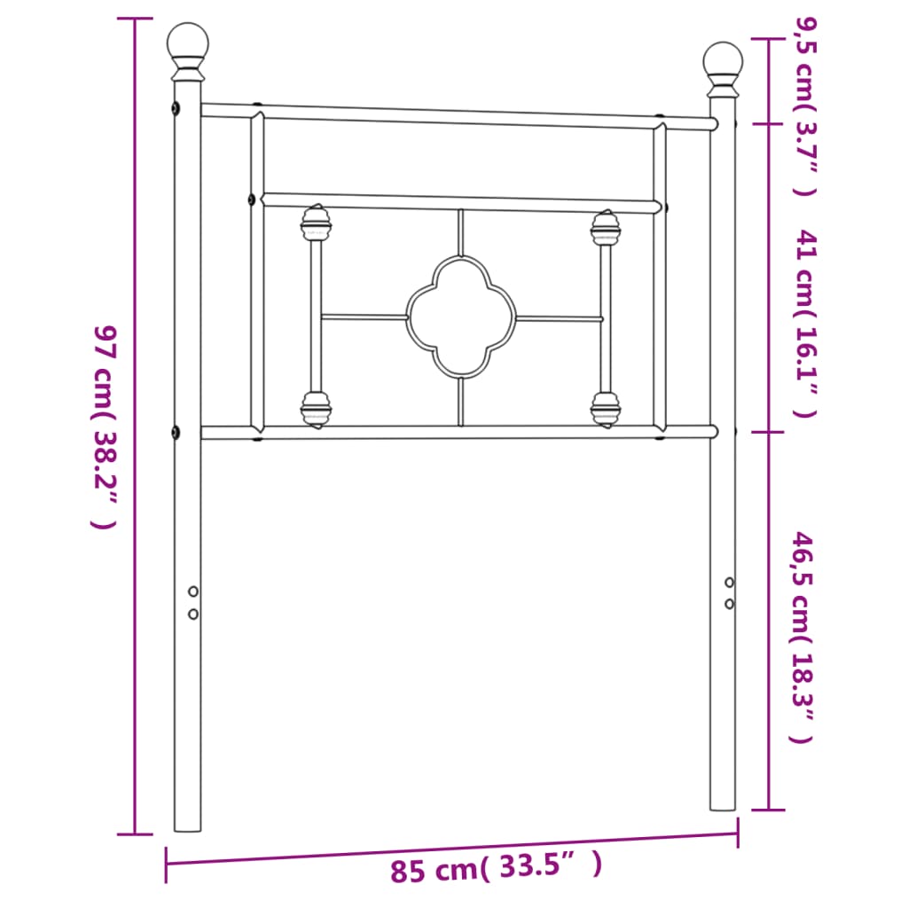 vidaXL Cabecero de metal negro 80 cm