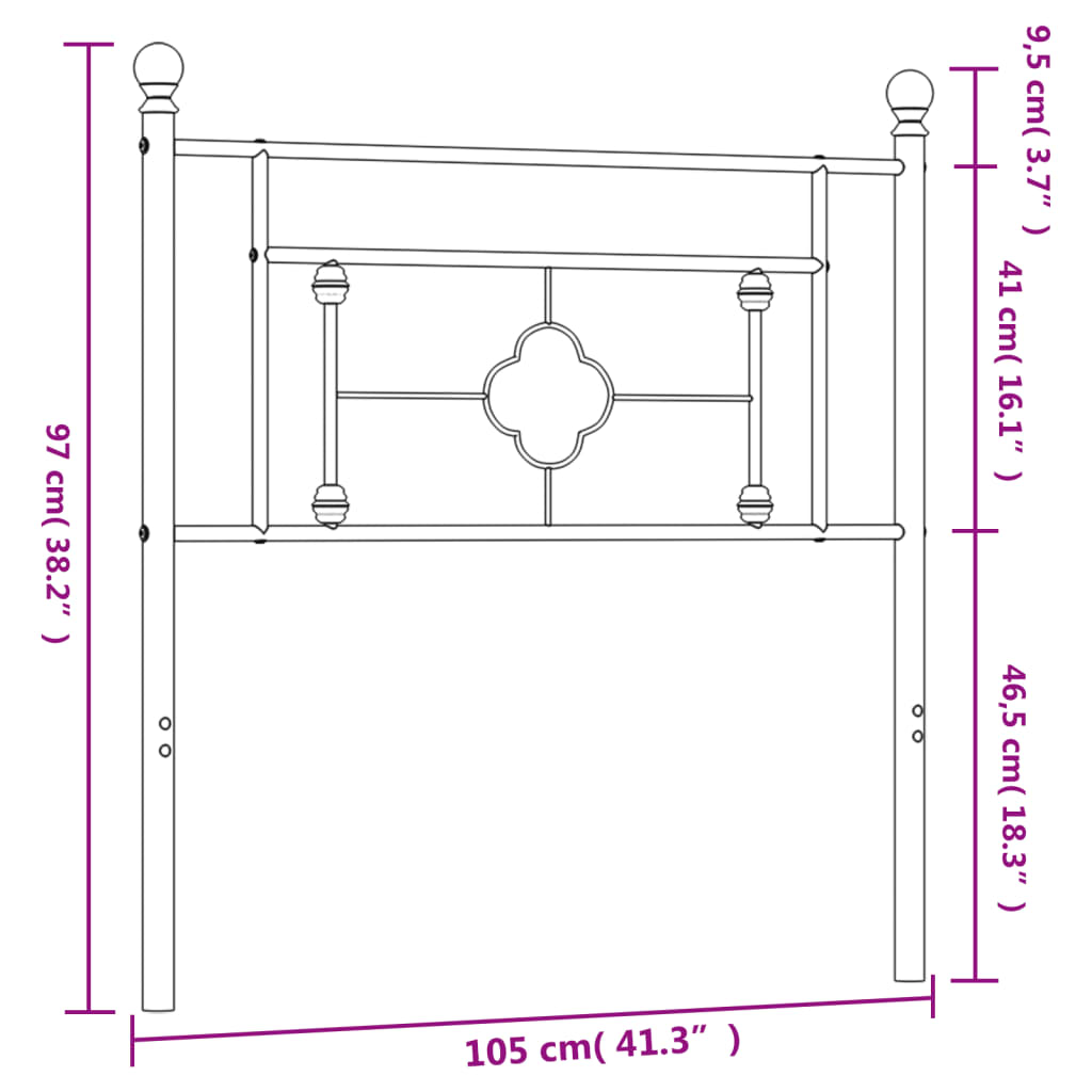 vidaXL Cabecero de metal negro 100 cm