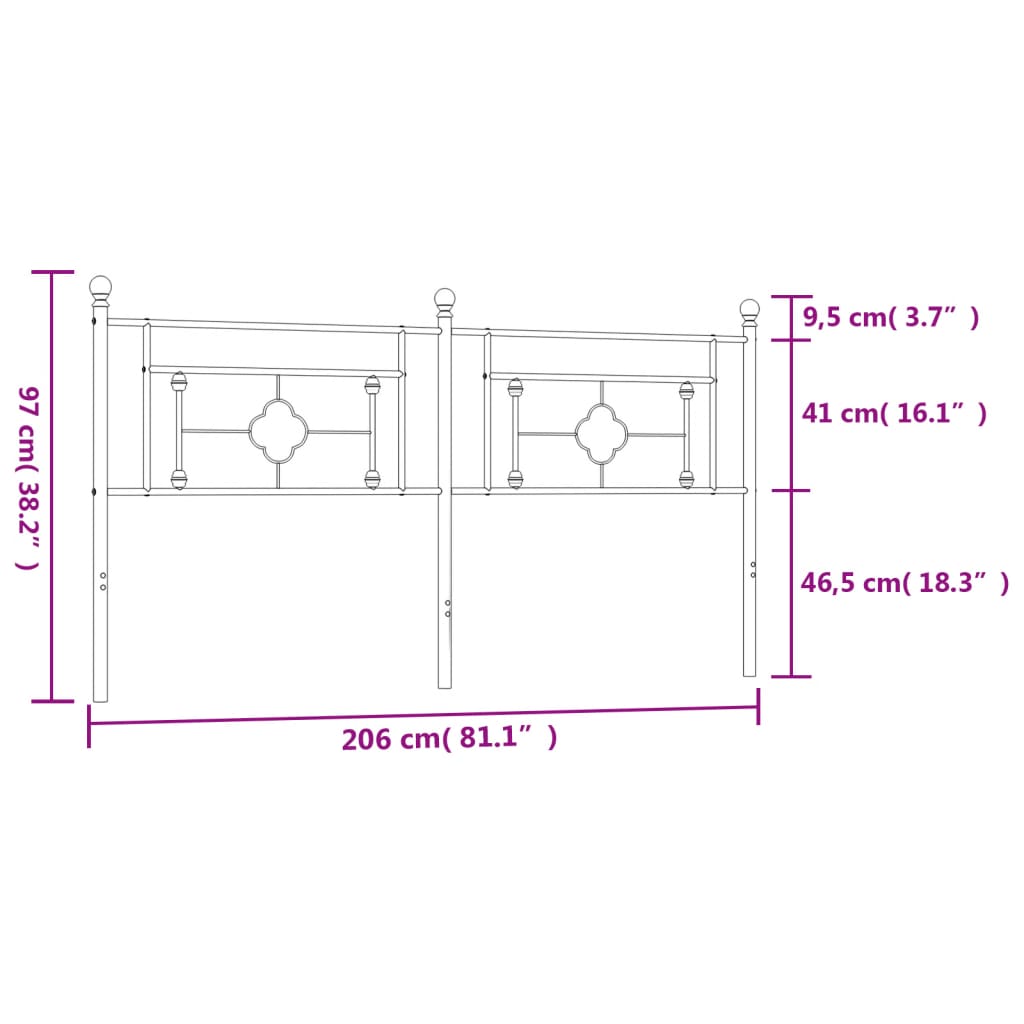 vidaXL Cabecero de metal negro 200 cm