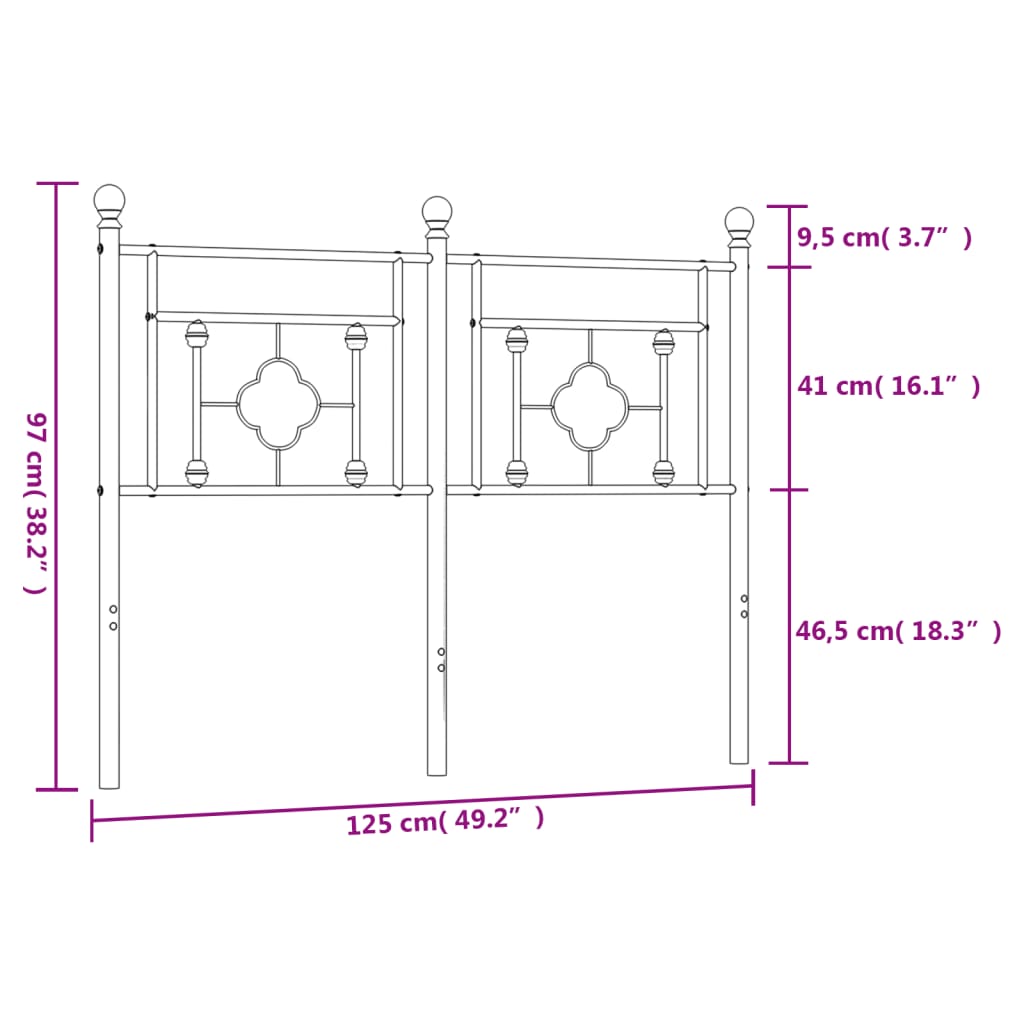 vidaXL Cabecero de metal blanco 120 cm