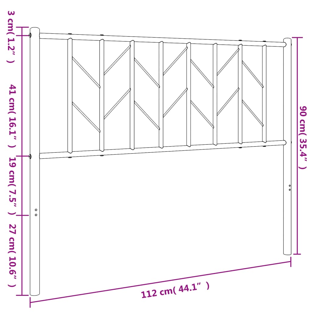 vidaXL Cabecero de metal negro 107 cm